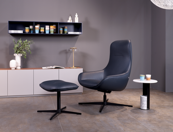 Rolf Benz Relaxsessel mit separater Fußablage  - dunkelblau