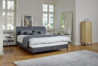 WK Möbel - Graues Polsterbett mit Füßen