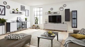 Interliving Wohnzimmermoebel in Schwarz und Weiß modern